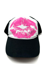 Pugs Brand Unique Lips Novelty Womens Hat Cap Strapback Black White 324D