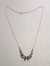 AM Double 925 Sterling Silver Garnet Necklace