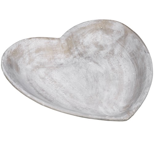 White stone heart dish - white,