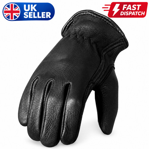 Black leather driving - black, gloves