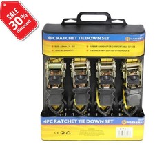 4x25mm 4.5M Ratchet Tie Down Cargo Straps 681KG Truck Lorry Trailer Car Lashing