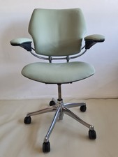 Humanscale Freedom NEW PISTACHIO GREEN LEATHER HIDE Chair Chrome Frame & Arms