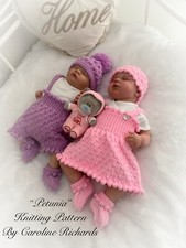 “Petunia” Dress & Short knitting pattern for Reborn doll 16 -22” or 0-3 Mth Baby