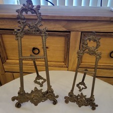 Vintage pair of Brass Easel Picture Photo Stand Ornate Art Nouveau Style french