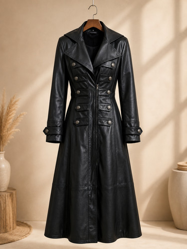 Genuine leather trench coat - genuine,