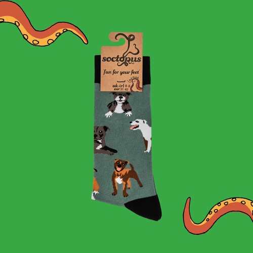 Soctopus staffie socks - staffie, mens