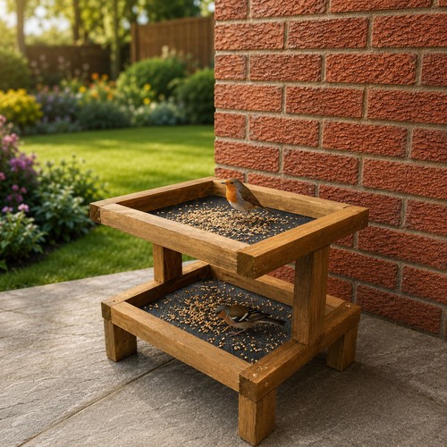 Wooden ground bird feeder - bird,