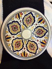 Large Handmade Moroccan Pottery Bowl Terracotta Glazed Decor Arabic Marked 