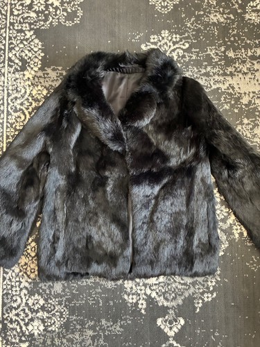 Black rabbit fur - fur, coat