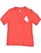 VINTAGE Womens Short Sleeve Double Breasted Shirt Blouse EU 42 Large Red TZ80