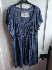 Mantaray Blue Cotton Dress size 18 Short Sleeve Knee Length