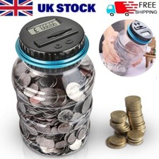 Electronic Digital LCD UK Coin Counter Counting Jar Money Saving Piggy Bank 1.8L