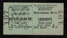 Railway Executive (W) MITCHELDEAN ROAD to LONGHOPE 3rd Class Monthly Return