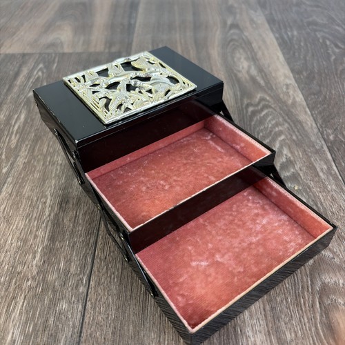 Black laquer metal trinket - laquer,