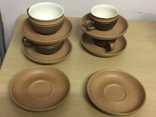 Denby Cotswold 4XTea Cup & 6XSaucer  Stoneware 1970 s Vintage Retro British