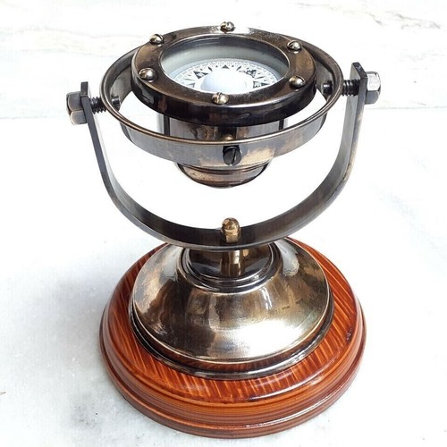 Antique brass gimble compass - antique,