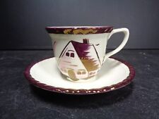 Gray's Pottery Art Deco 1930s house  Handpainted Cup & Saucer