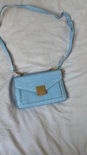 Blue Croc Effect Shoulder Bag