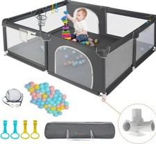 KIDOOLA Playpen For Babies & Toddler. XL Size Padded Frame, Mesh Walls.160X180cm