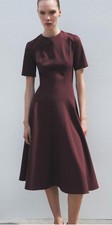 Zara Burgundy Godet Midi Dress