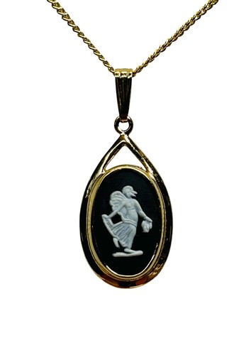 Vintage black wedgwood oval - black,