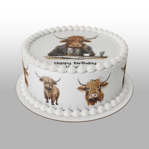 Highland cow pre cut edible - pre-cut,