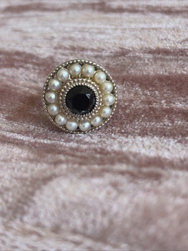 Tiffany and onyx pearl ring - co,