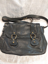 Timberland Black Leather Crossbody Bag(h22)