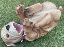 British Bulldog Figurine Ornament with Union Jack Belly Rubs 10” Ceramic
