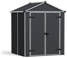 Palram Canopia Rubicon Plastic Grey Garden Shed - 6 x 5ft | Outdoor Storage Unit