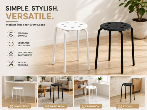Round plastic stackable - stackable, stool
