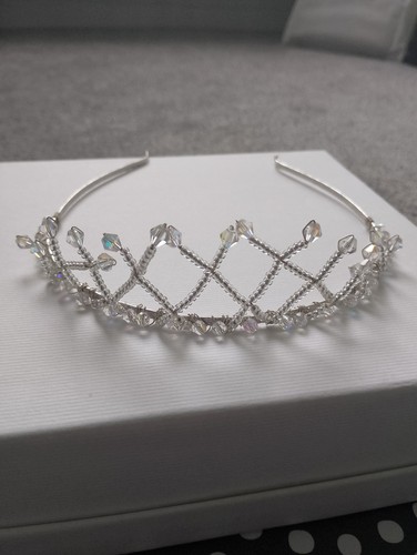 Silver tiara with crystals - silver, ab