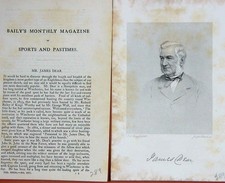 Original Old Antique Print 1876 Mr James Dear Hunting Sports Portrait Victorian