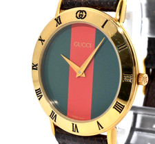 Vintage[N MINT] GUCCI 3000.2.M 3000M Gold Sherry Line 33mm Qz Men's Watch JAPAN