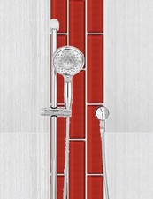 Scarlet Red Clear Glass Wall Border Tiles 49x200mm Wall Tiles