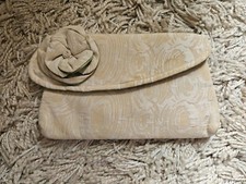 Women's Purse / Clutch Handbag, Beige with Lime Green lining