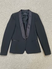Zara Womens Tuxedo Suit Jacket In Black With Satin Lapels Size M