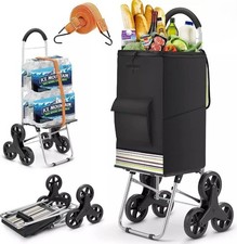 Shopping Trolley 2-in-1 Stair, Climber Black 75L -For Auctionv Black Green Brown