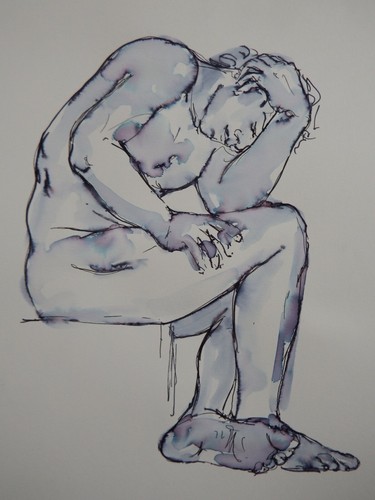 Ink drawing male nude - in, the