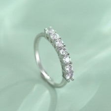 Crystal Stone Linked Adjustable Ring 925 Sterling Silver Women Girls Jewellery