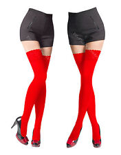 NEW Lace Top 80 Denier Sheer Hold-Ups Stockings 9 Various Colours- Sizes S-XL