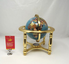 Gemstone Globe On Brass Effect Stand Tabletop                            JL6