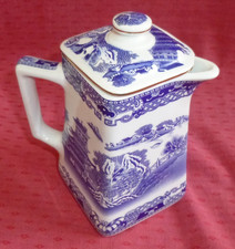 Ringtons Tea, Blue & White Square Willow Pattern Tea Pot/ Jug By Wade Ceramics
