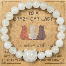 Cat 8mm Moon Stone Bracelet -