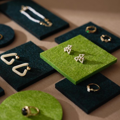 Green felt jewelry display set - jewelry,