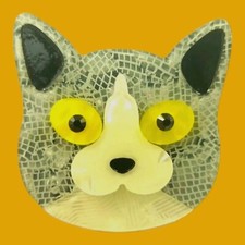 Modern Arcrylic Handmade BROOCH 3D Cat Kitten Big Yellow Eyes Layered Boxed BN 