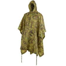 MILITARY WATERPROOF RIPSTOP HOODED PONCHO BASHA HIKING FESTIVAL CZECH WOODLAND