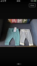 M&S 2 Pairs Baby Girls Jogging Bottom Trousers Age 0-3 Months Bnwt Embroidered