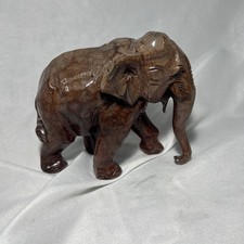 Vintage Elephant Hand Carved Wooden Statue Figure 12cm Tall