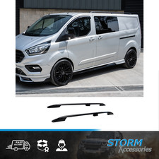 BLACK ALUMINIUM ROOF BARS ROOF RAILS FOR FORD TRANSIT CUSTOM 2013-2024 LWB